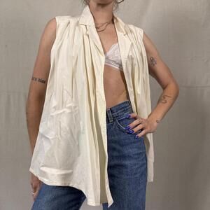 Vintage Kenzo Paris Sleeveless Draped Blouse – Ivory cotton swing top